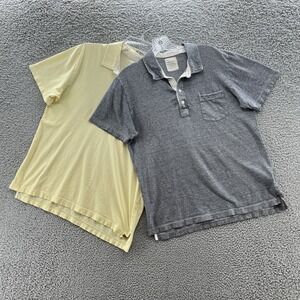 Billy Reid Polo Shirt Lot of 2 Mens Large Blue Yellow Cotton Short Sleeve